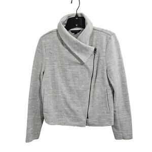Light Grey Textured Knit Moto Jacket. Asymmetric zip. Size Medium
